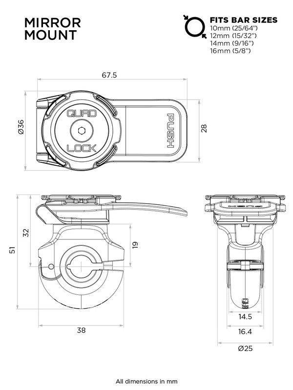 Quad lock Tükör okostelefon-tartó Quad Lock rögzítő megoldások 1