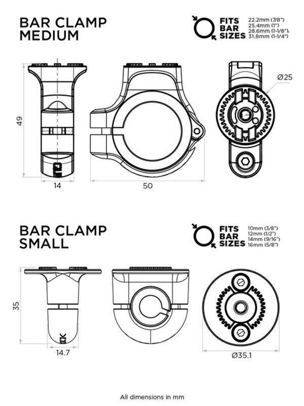 Quad lock 360 rúd szorítótalp - közepes Quad Lock rögzítő megoldások 1