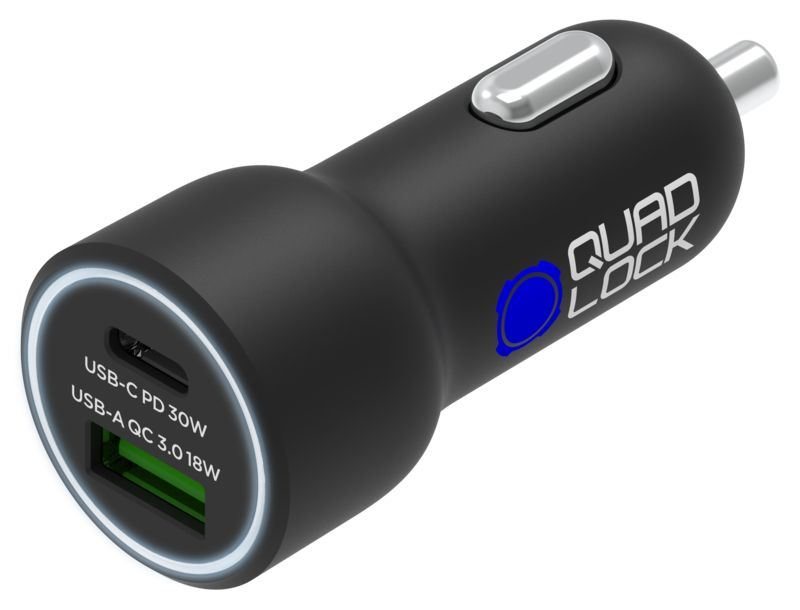 Quad lock Dual USB (C+A) autós töltő 48W Quad Lock kábel 0