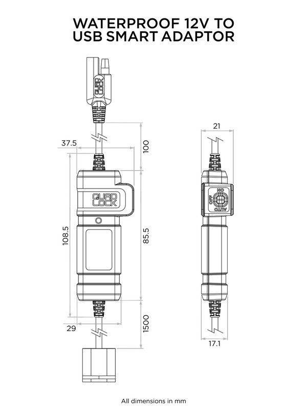 Quad lock Vízálló 12 V-os USB intelligens adapter Quad Lock rögzítő megoldások 1